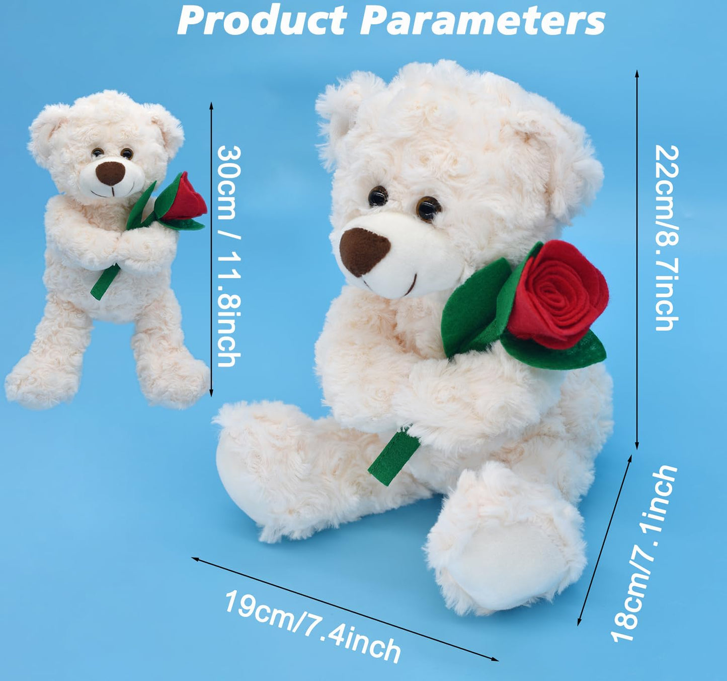 Bakalizoo 12'' Stuffed Teddy Bear Dolls With Red Heart, Soft Plush Animal Toys For Valentine'S Day Her/Girlfriend Lover Mom Kids