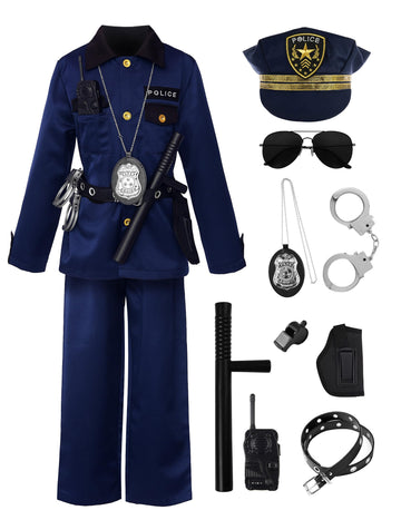 Relibeauty Kids Police Officer Costume For Boys With Accessories, 5-6/120