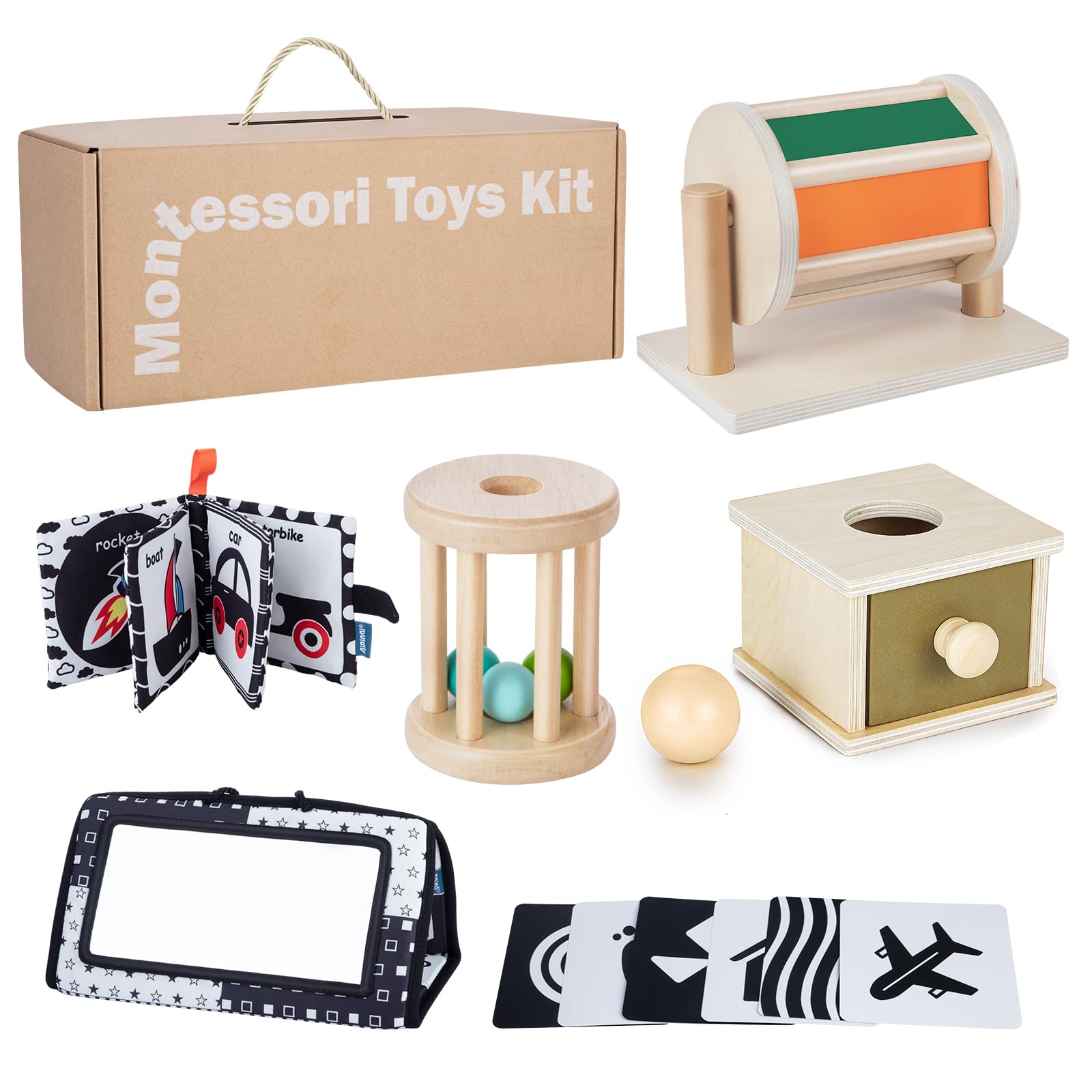 Starrykids Montessori Toys For Babies 0-6 Months, 6 In 1 Learning Educational Set For For Newborn, Toddlers Gifts Includes Spinn