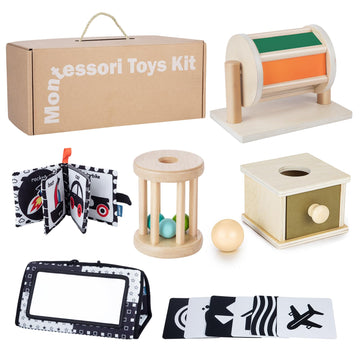 Starrykids Montessori Toys For Babies 0-6 Months, 6 In 1 Learning Educational Set For For Newborn, Toddlers Gifts Includes Spinn