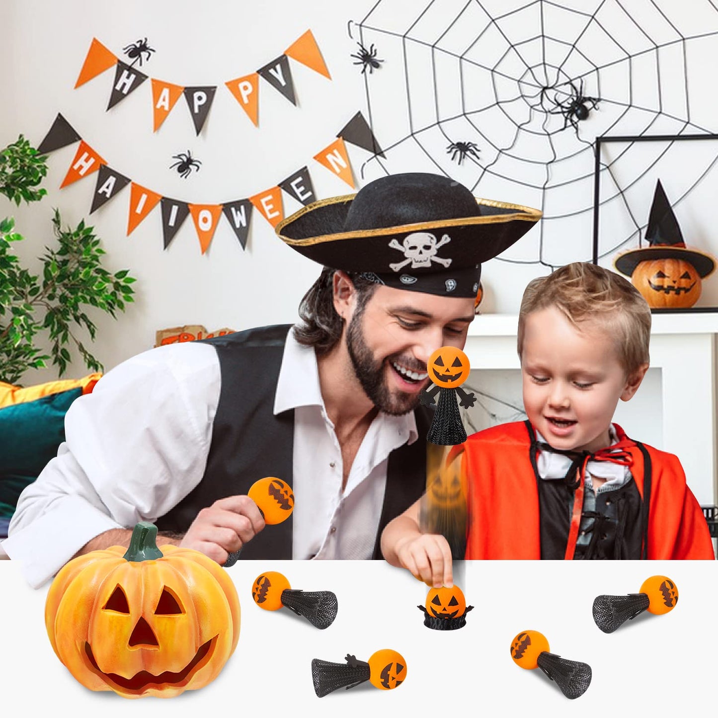 Letapapa Halloween Party Favors for Kids, 24 Pcs Jumping Popper Spring Launchers Toy, Bouncy Halloween Novelty Toys for Treat or