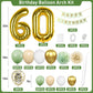 60Th Birthday Decorations Sage Green,60Th Birthday Balloon Garland Party Decorations With Number 60 Foil Balloons,Happy Birthday