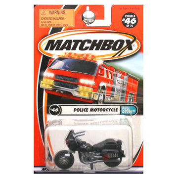 Matchbox 1999-46/75 Pull Over Black Police Motorcycle 1:64 Scale