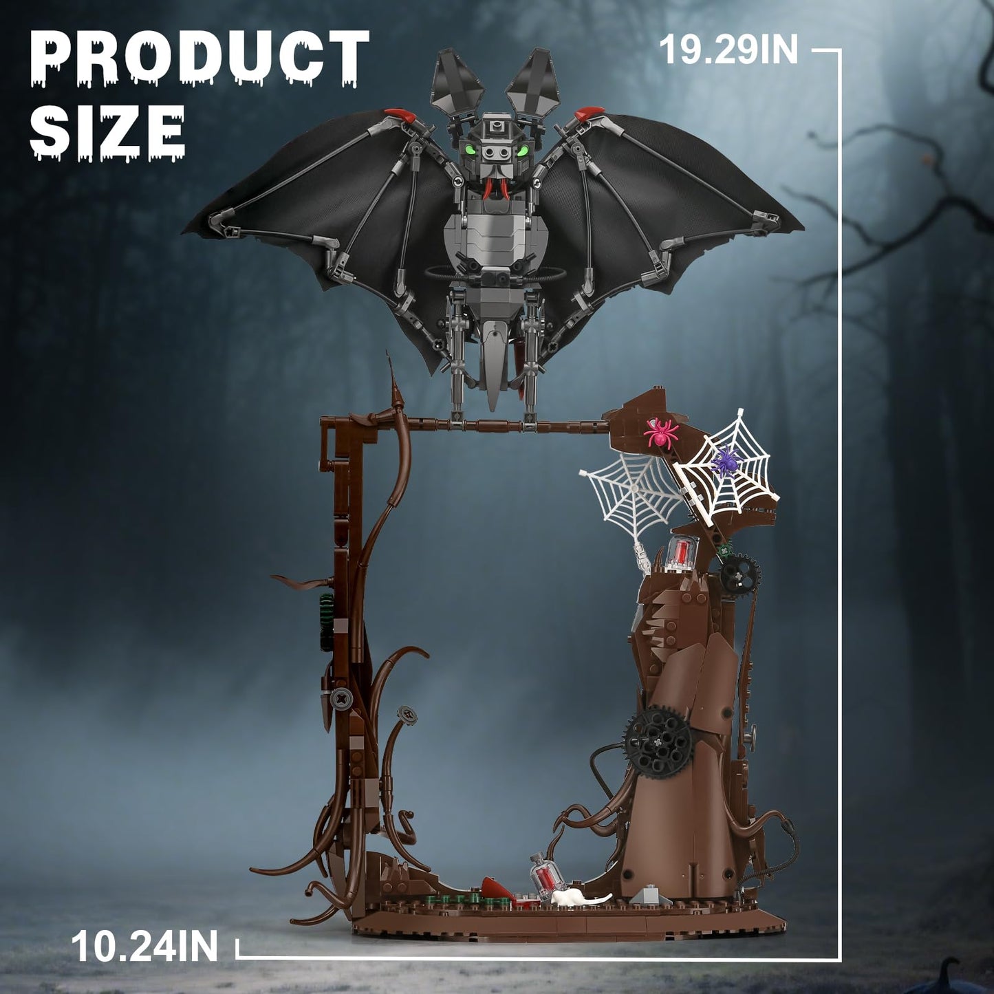 SATHIBI Mechanical Horror Bat Building Set - 839 PCS Black Plastic Collectible Toy for Adults & Teens 8+