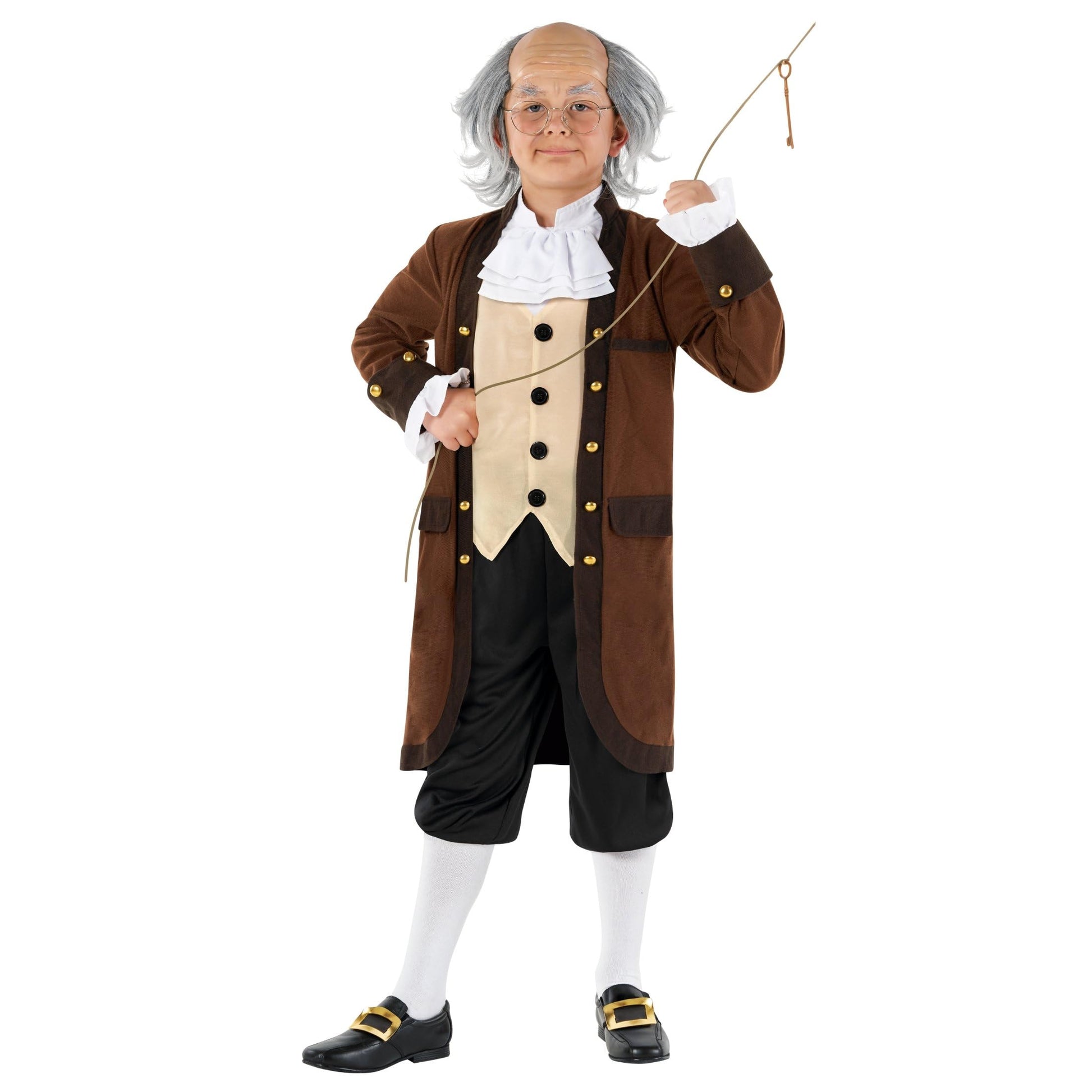 Morph Benjamin Franklin Costume Kids Colonial Founding Father Outfit for Presidents Day Celebrations, Large