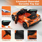 Costzon Ride On Car  Licensed Chevrolet Corvette C8 Kids' Electric Vehicles w/Remote Control  Wireless Connection  Lights/Horn/Music/4-Wheel Spring Suspension  Kids Car for Boys Girls Aged 3+(Orange)