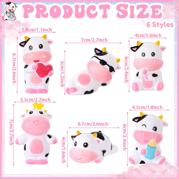 Jenaai 48 Pcs Cute Rubber Cows Bulk Squeak Floating Cow For Kids Bath Toys Rubber Animals Swimming Shower Bathtub Toy Favors For