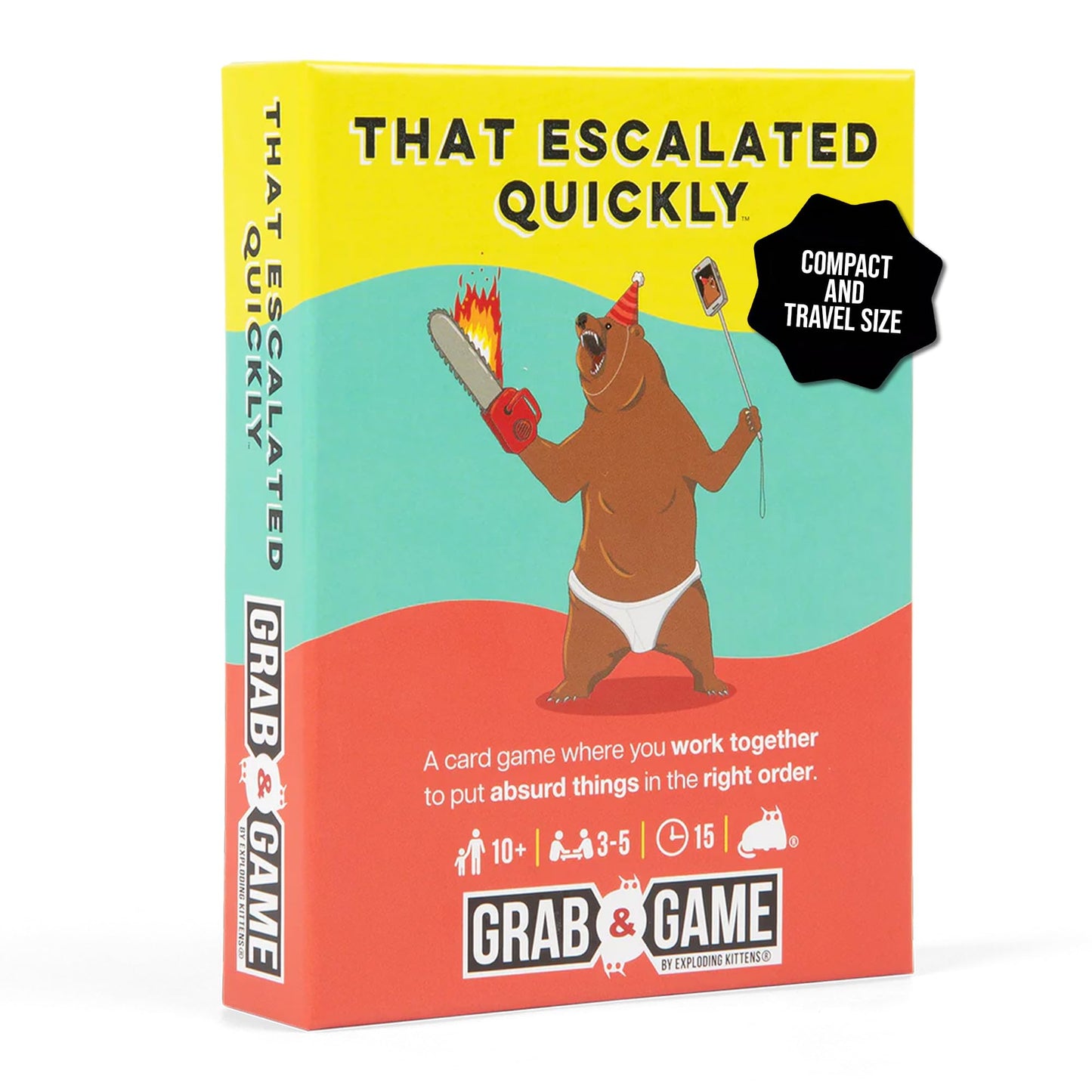 Exploding Kittens That Escalated Quickly: Grab and Game Compact Travel-Sized Card Game for 3-5 Players - Ages 10+ - 15 Minutes to Play - Party Game -Family Game Night  mature-themed and Teen Card Game