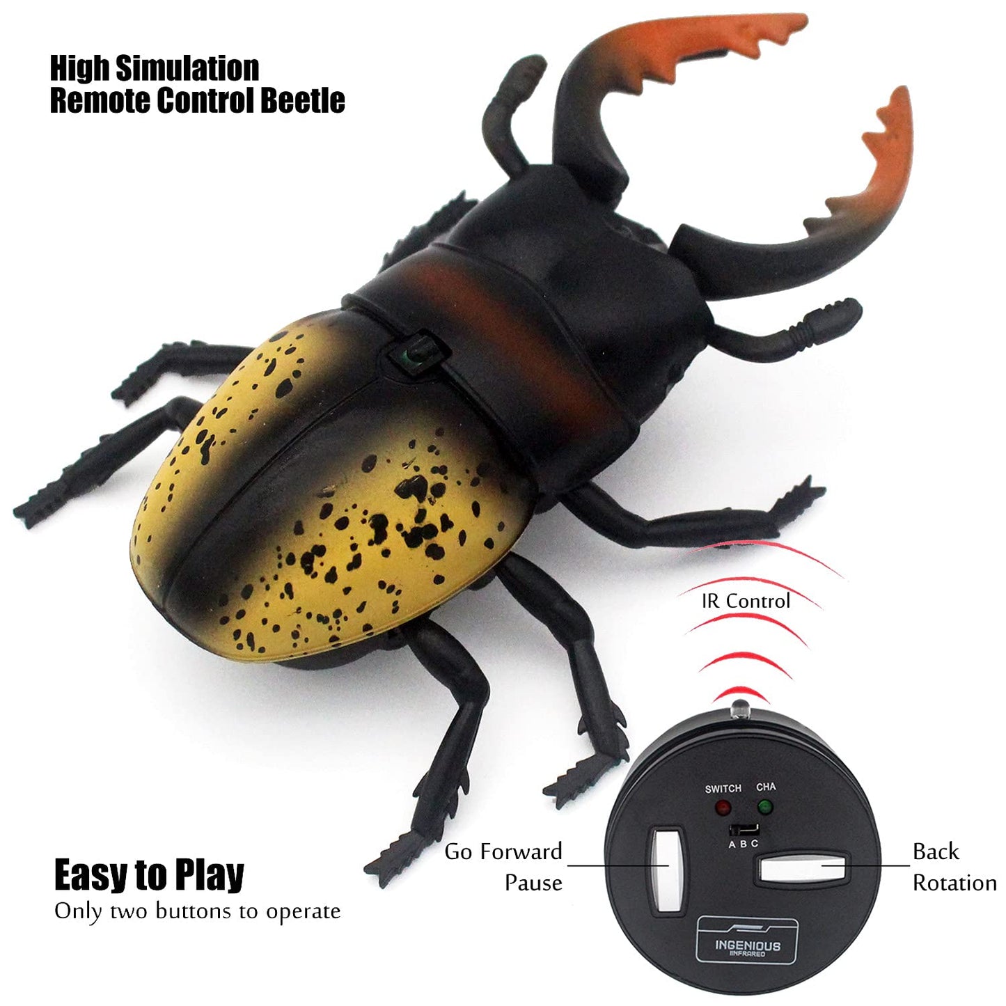 Tipmant RC Beetle Remote Control Insects Realistic Electronic Simulation Climber Animal Prank Toy Vehicle Kids Birthday Gifts (Y