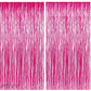 PRVV Pack of 2 Pcs, 3 x 6 feet Each, Pink Foil Fringe Tinsel Metallic Backdrop Curtains for Birthday Decoration Wedding Engageme