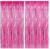 PRVV Pack of 2 Pcs, 3 x 6 feet Each, Pink Foil Fringe Tinsel Metallic Backdrop Curtains for Birthday Decoration Wedding Engageme