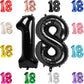 18 Balloon Number, Black Number 18Th Birthday Balloons 40 Inch, 18 Years Old Black Birthday Decorations For Boys Girls, 18Th Ann