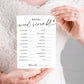 Wedding Shower Games Cards, Bridal Word Scramble, 25 Game Cards with 1 Answer Card, Engagement Party Wedding Games for Guests, M