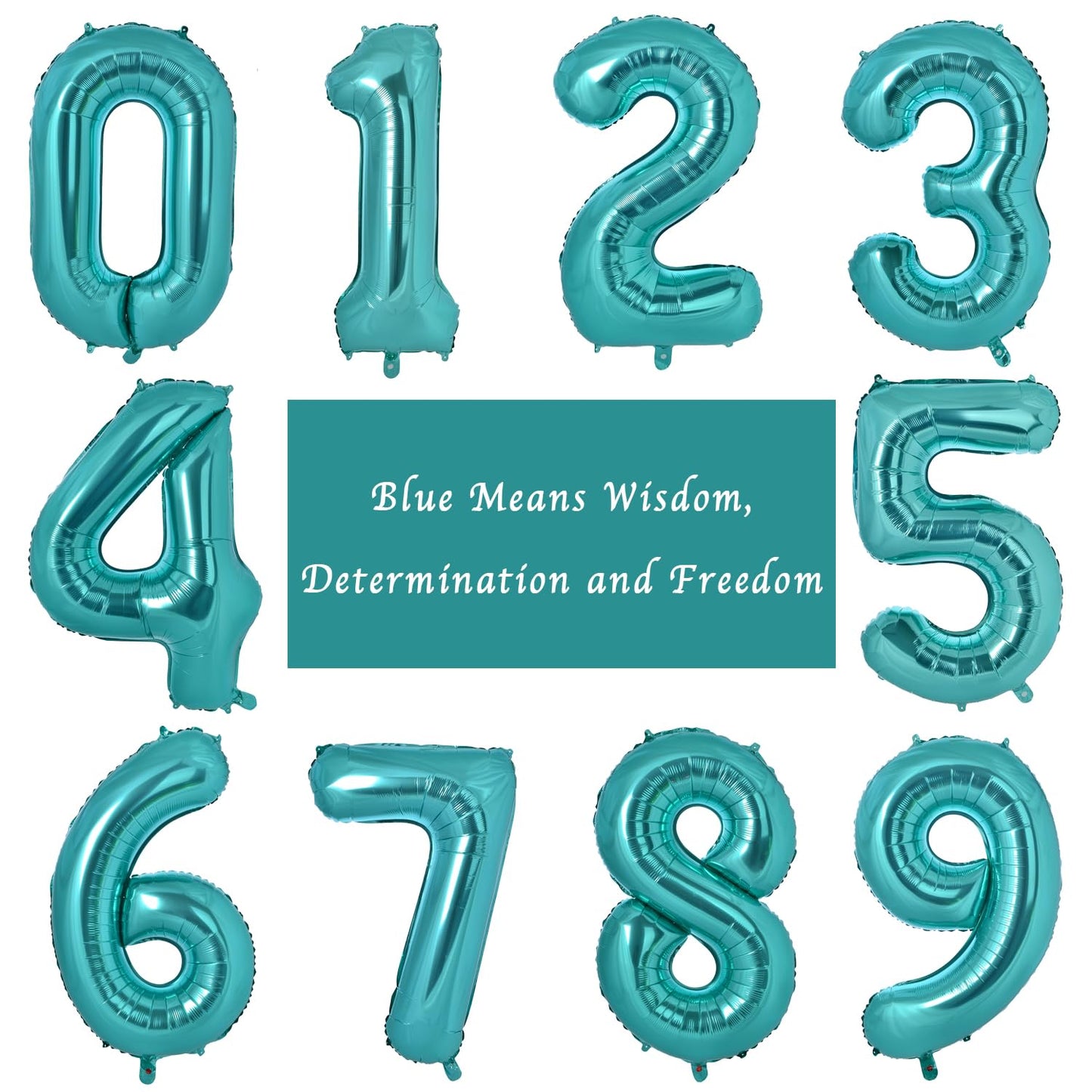 Vonokee 40 Inch Teal Blue Giant Number Balloons 2, Jumbo Digital Foil Mylar Balloon For Birthday Party Wedding Anniversary Celeb