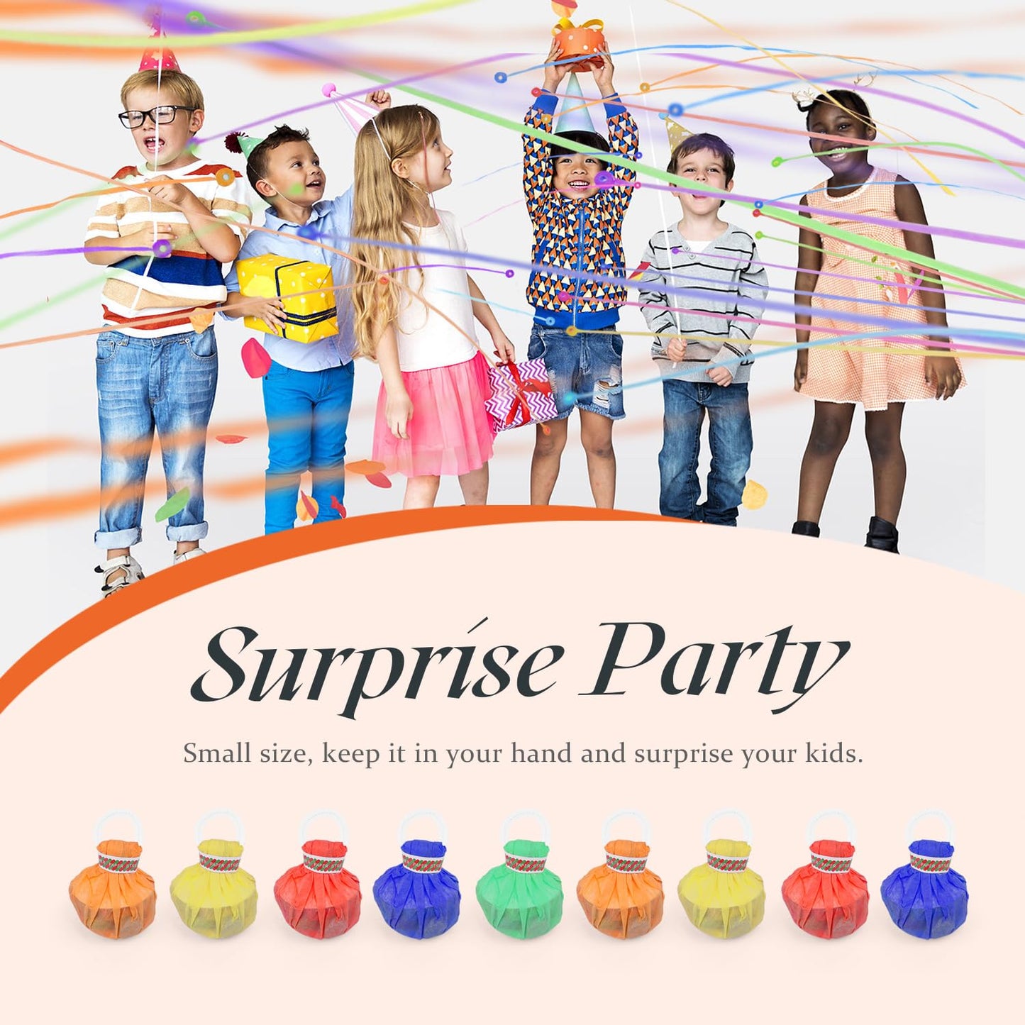 FameFame 30Pack Colorful Streamer Poppers, No Mess Multi-color Paper Crackers, Hand Throw Confetti Streamers for Birthday, Weddi