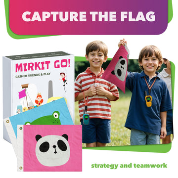 MIRKIT GO! 4X Walkie Talkies for Kids - Yellow & Blue with 4 Fun Games: Scavenger Hunt, Capture The Flag, Police Game, Hide and Seek!