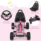 Costzon Go Kart For Kids, 4 Wheel Pedal Powered Go Cart With Adjustable Seat, Handbrake & Non-Slip Wheels, Outdoor Racer Ride On Pedal Car, Gift For Boys Girls (Pink)
