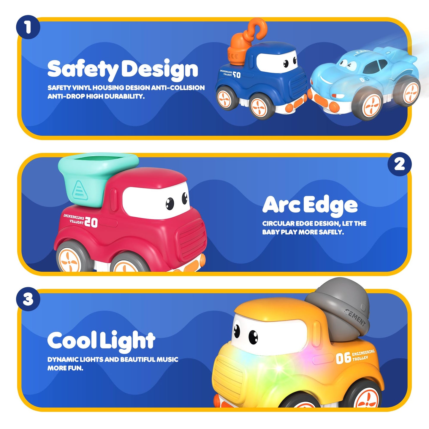 Remote Control Car For Toddlers 18M+,Safe & Durable Cartoon Silicone Crash-Resistant Rc Car,Toys For 18M+ Years Old Yellow Cars