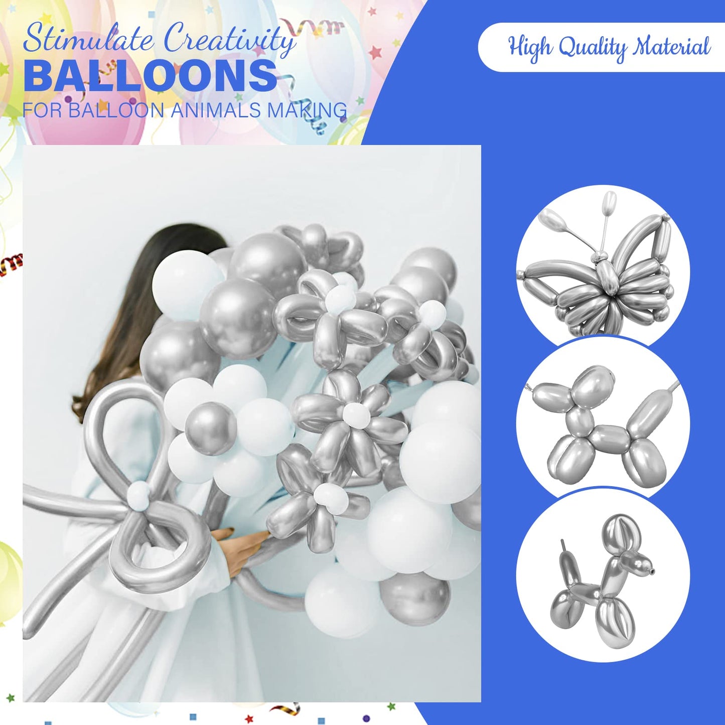 200 Pieces 260 Balloons Twisting Balloons 260Q Long Balloons For Balloon Animals Making Weddings Birthdays Christmas Party Decor
