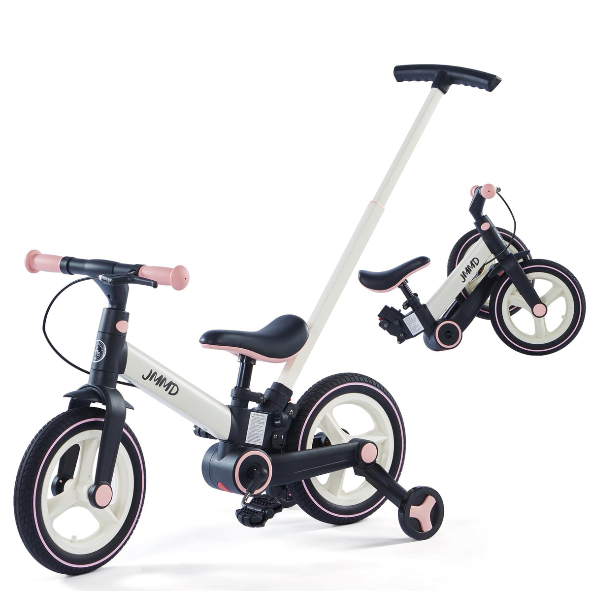 JMMD 6-in-1 Convertible Kids Bike, Pink, Large, Adjustable Height ...