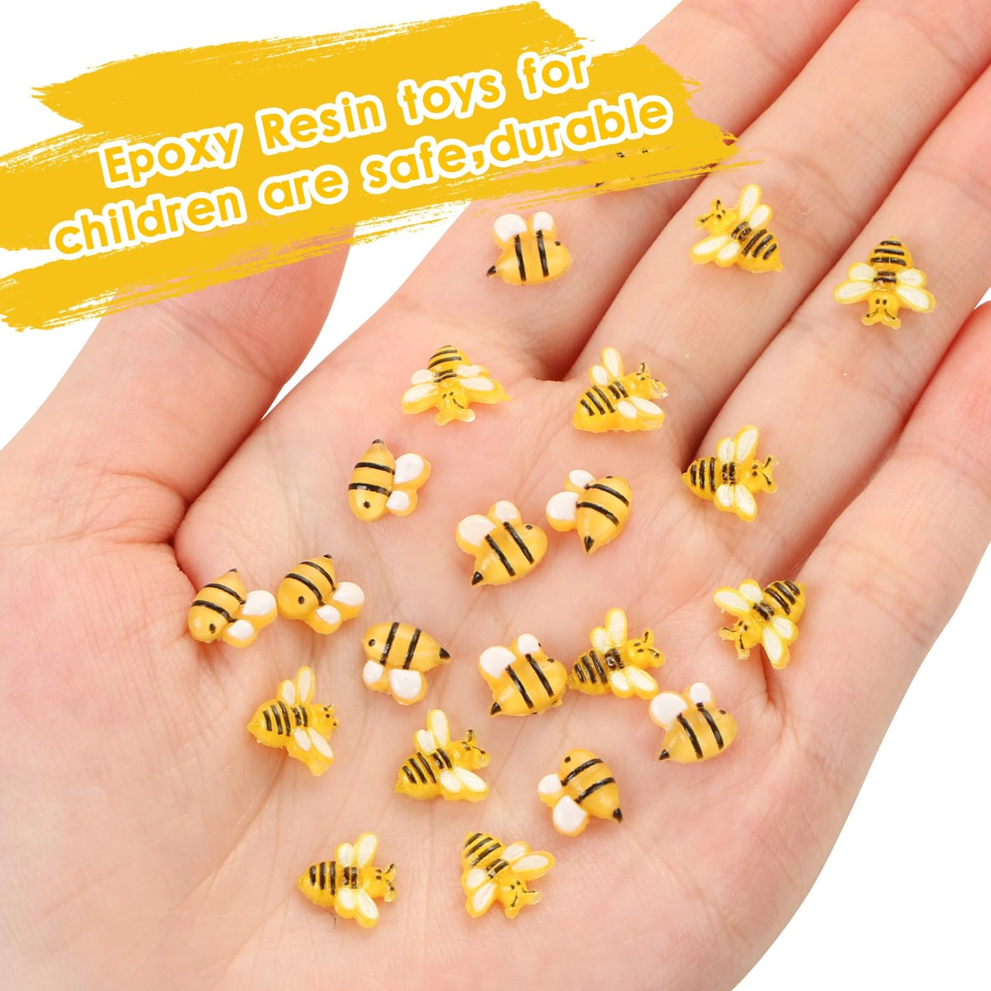 WOZADU 200 PCS Tiny Bee for Crafts Mini Resin Bee Dollhouse Miniatures Things Mini Animal for Fairy Garden Micro Landscaping Decoration