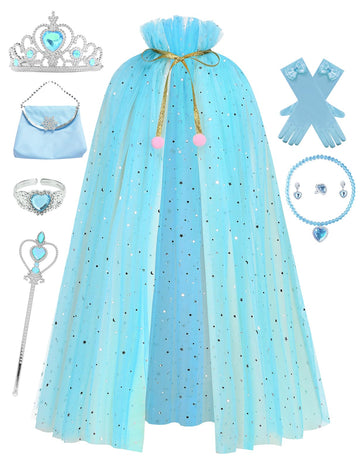 Relarliya Princess Cape Set For Little Girl Dress Up,11Pcs Princess Cape Cosplay Christmas Halloween Birthday Gift 3-8Y