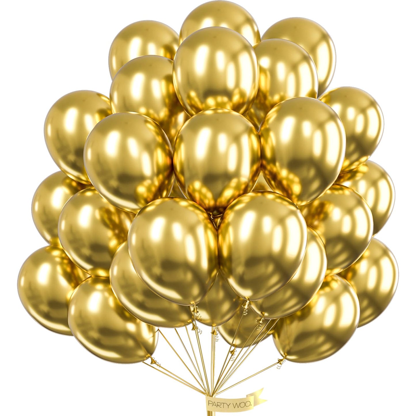 PartyWoo Metallic Gold Balloons - 50 pcs 12" Chrome Rubber Balloons for Graduation, Baby Shower, Wedding, and Birthday Decorations - Gold-G101