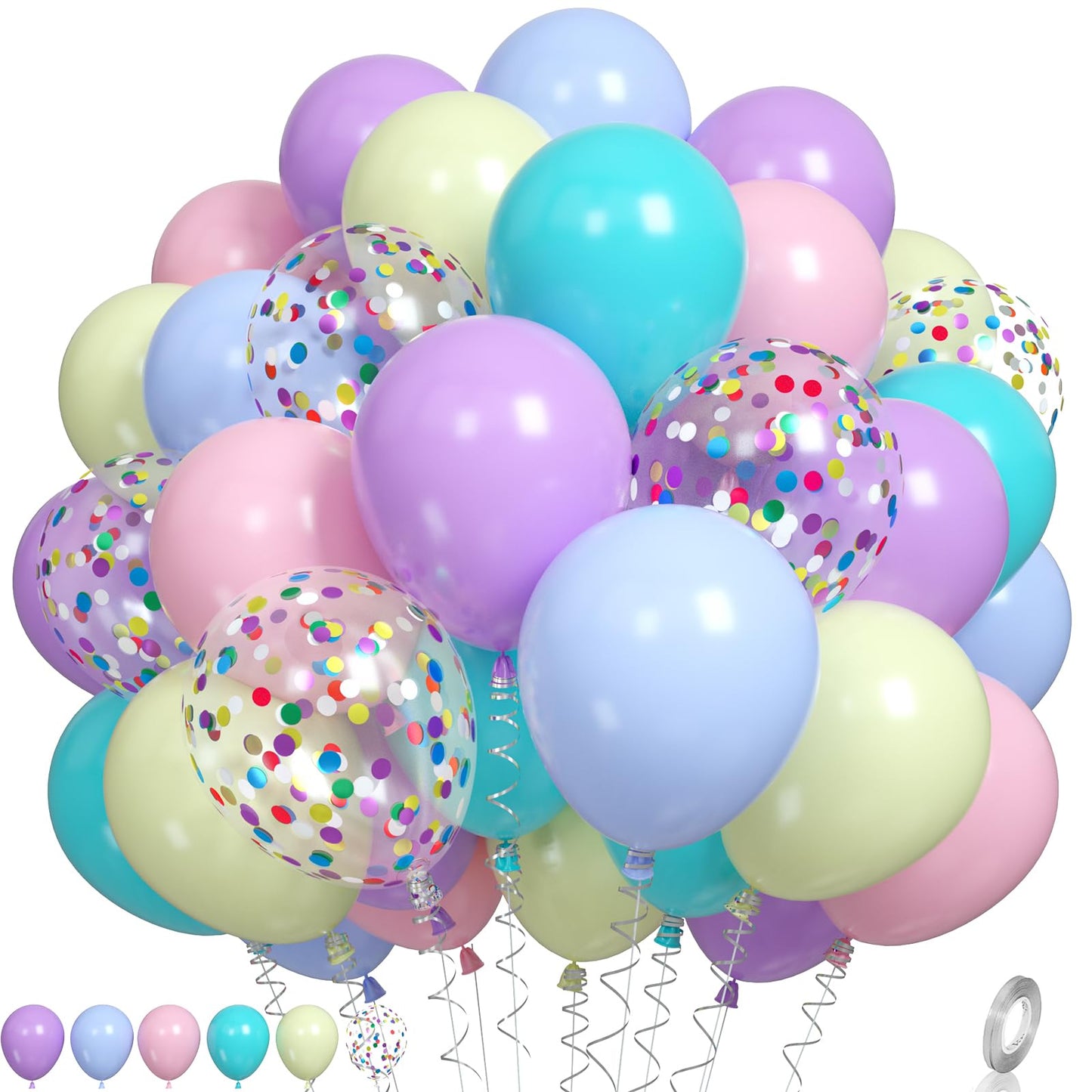 Pastel Balloons, Multicolor Macaron Balloons Latex Party Balloons, Baby Pink Blue Balloons Purple Yellow And Teal Balloons Rainb
