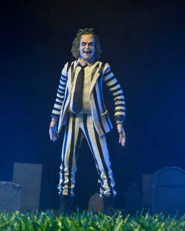 NECA Beetlejuice Collectible Action Figure |Officially Licensed Movie Classic, (1988) Black & White Suit, 7 Scale