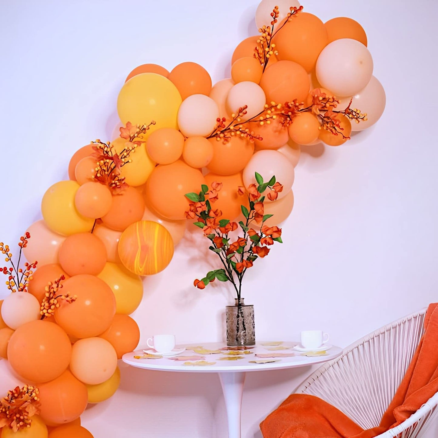 Voircoloria 105Pcs Orange Balloons 12Inch Party Latex Balloons For Boys Girls Birthday Baby Shower Gender Reveal Wedding Sunflow