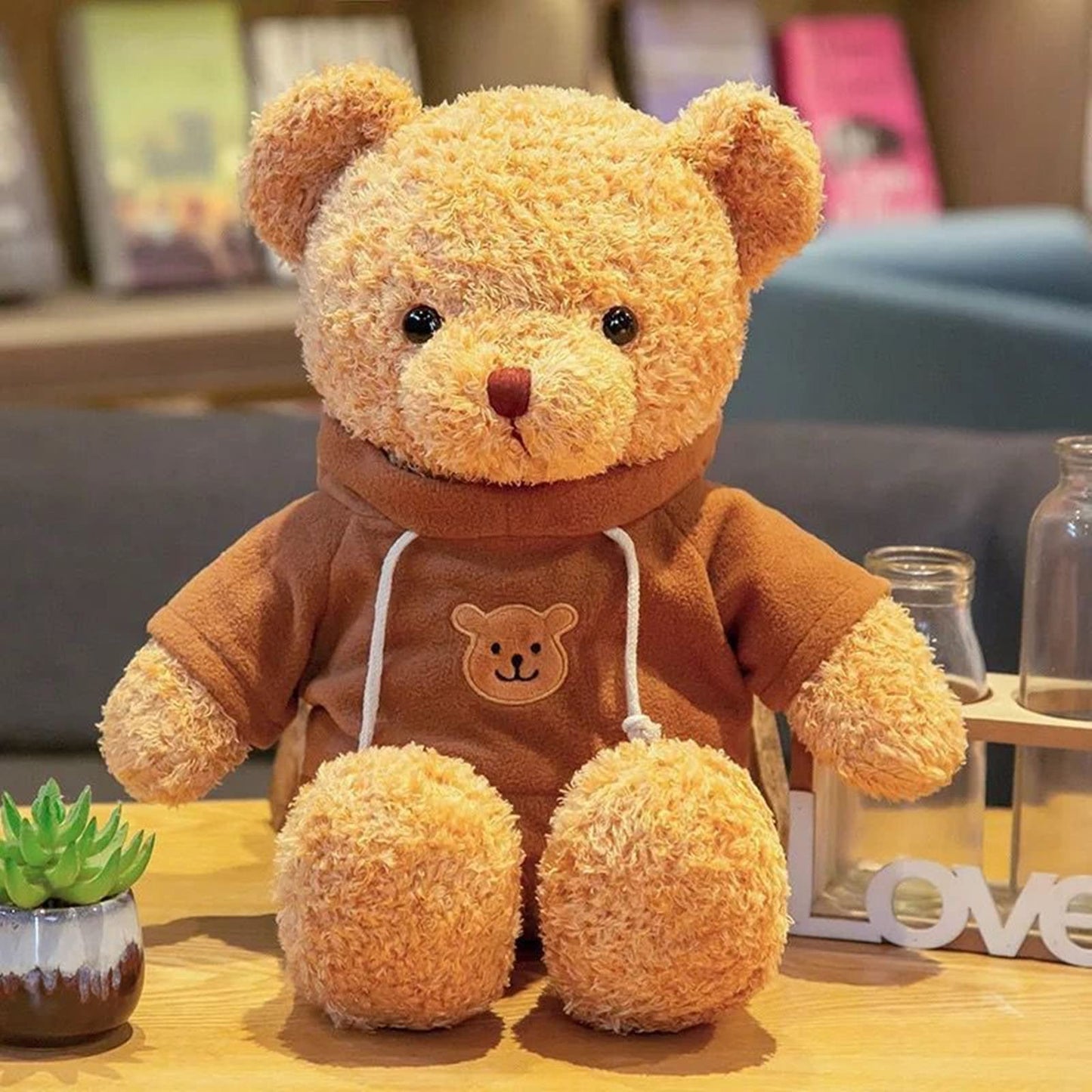 11.8 Inches Teddy Bear Stuffed Animals Soft Plush Cute Teddy Bear With Hoodie Doll For Boys Girls (Brown)