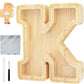 Bitreeworks Letter Piggy Bank, Personalized Wooden Coin Banks, Large Wood Money Peny Bank For Adults (9'', Alphabet K)