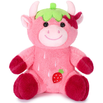 Hydren Pink Cow Stuffed Animal 9.8'' Soft Cute Strawberry Plush Animal Toy For Boys Girls Kids Toddlers Valentine'S Day Birthday