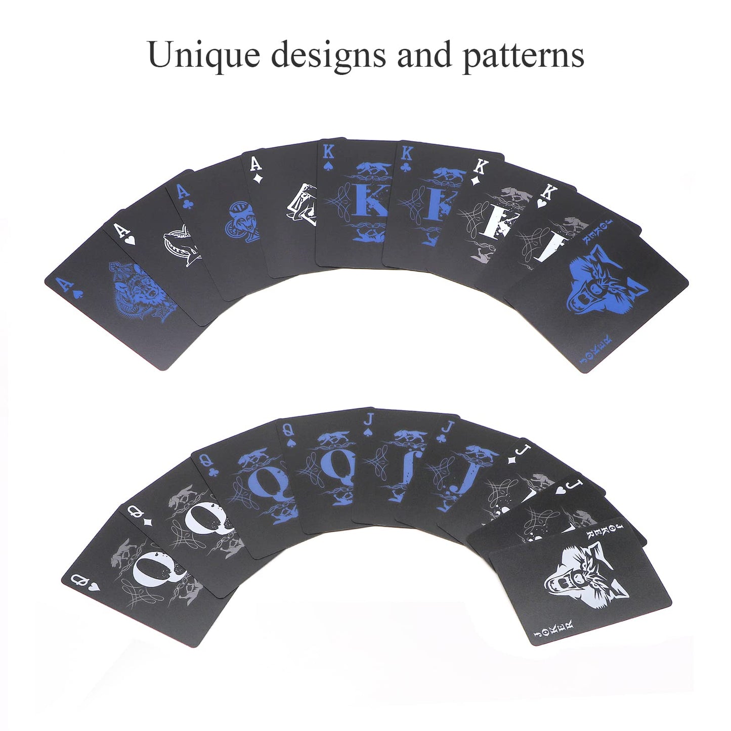 Wjpc Pvc Waterproof Playing Cards, Cool Black Plastic Poker Cards,Deck Of Cards For Game And Party.(Wolf)