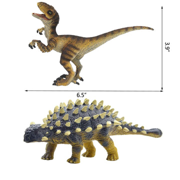 Gemini&Genius Ankylosaurus And Velociraptor Dinosaur Toys For Kids, Lifelike Dino Action Figures, Great For Collection Gifts, Cake Toppers, Toddler Stocking Stuffers, Kids Fun Party Favors
