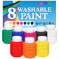 Washable Paint For Kids - 8 Ct Finger Paint (2 Oz Each) Tempera Paint, Non Toxic Kids Paint For Art, Craft - Kids Paint Set For