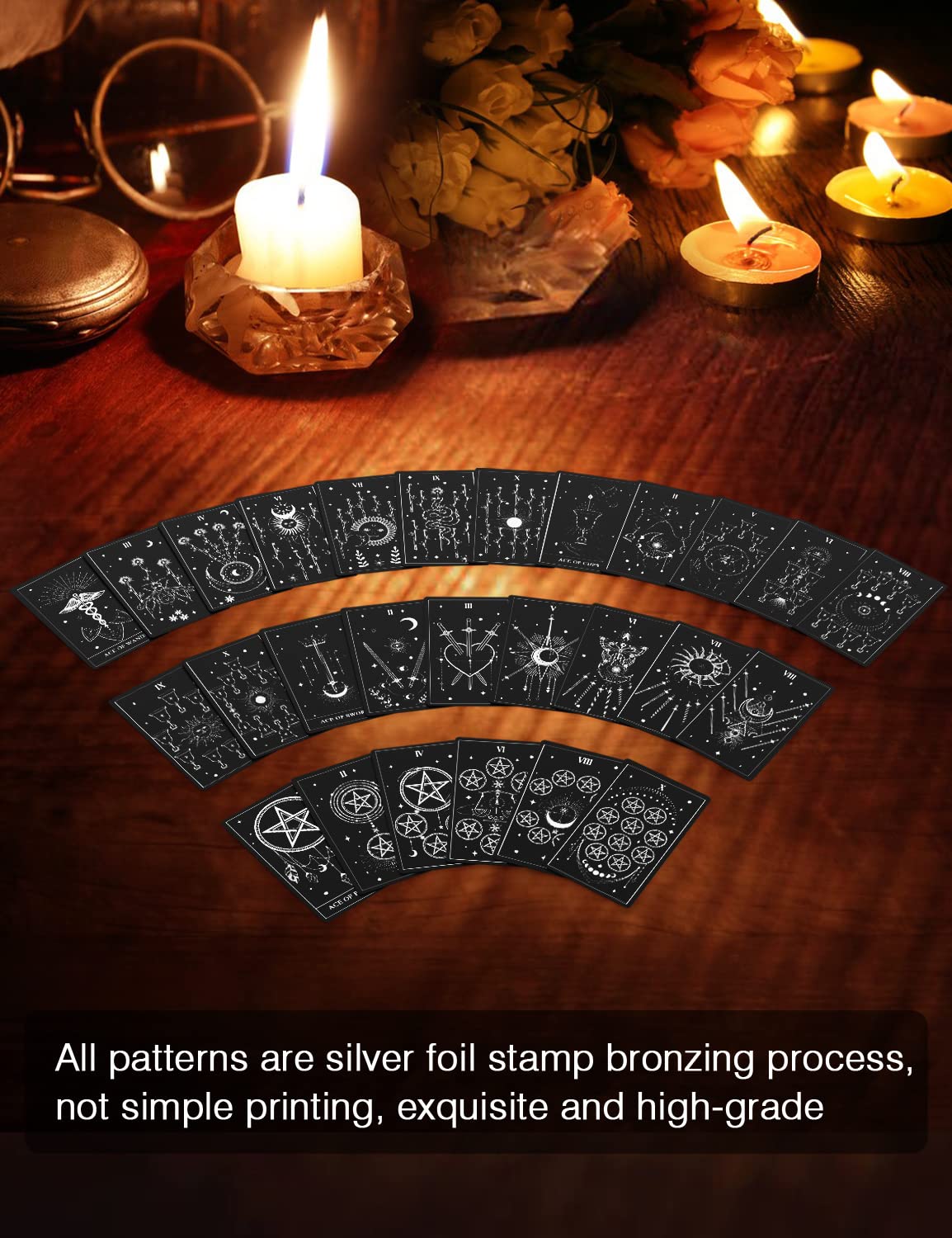 Wjpc Silver Foil Tarot Cards With Guide Book Set&Gift Box For Beginner& Expert. Original Design Tarot Decks, Tarot Cards Decks