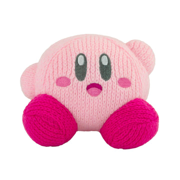 Tomy Nuiguru Knit Kirby Plush - Waving Kirby Plushie - Crochet Plushies - Collectible Crochet Stuffed Animals - Soft Cozy Plush Toys And Kirby Room Decor - 6 Inch