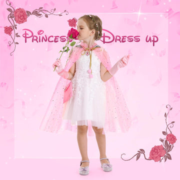 Fedio Princess Cape Set,12Pcs Princess Dress Up Clothes For Little Girl, Princess Dresses For Girl 3-8 Years Birthday Gift