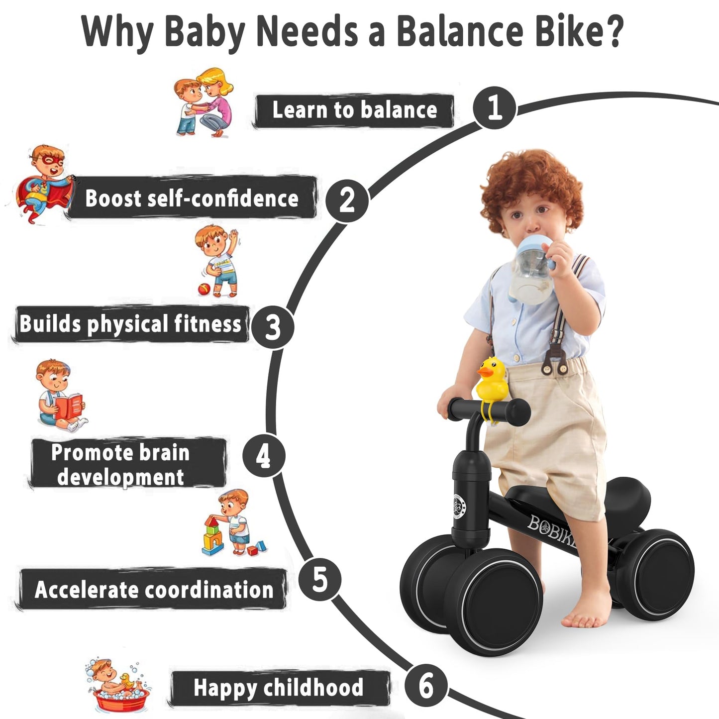 Baby Balance Bike Toys For 12-36 Months Kids Toy Boy And Girls Gifts Toddler Best First Birthday Gift Children Walker No Pedal Infant 4 Wheels Bicycle (Classic, Black)