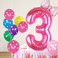 Kwuz 40 Inch Pink Number 3 Aluminum Balloon for Girls Birthday Party Decorations, Bow Pink, Model HK40PIBNFO-3