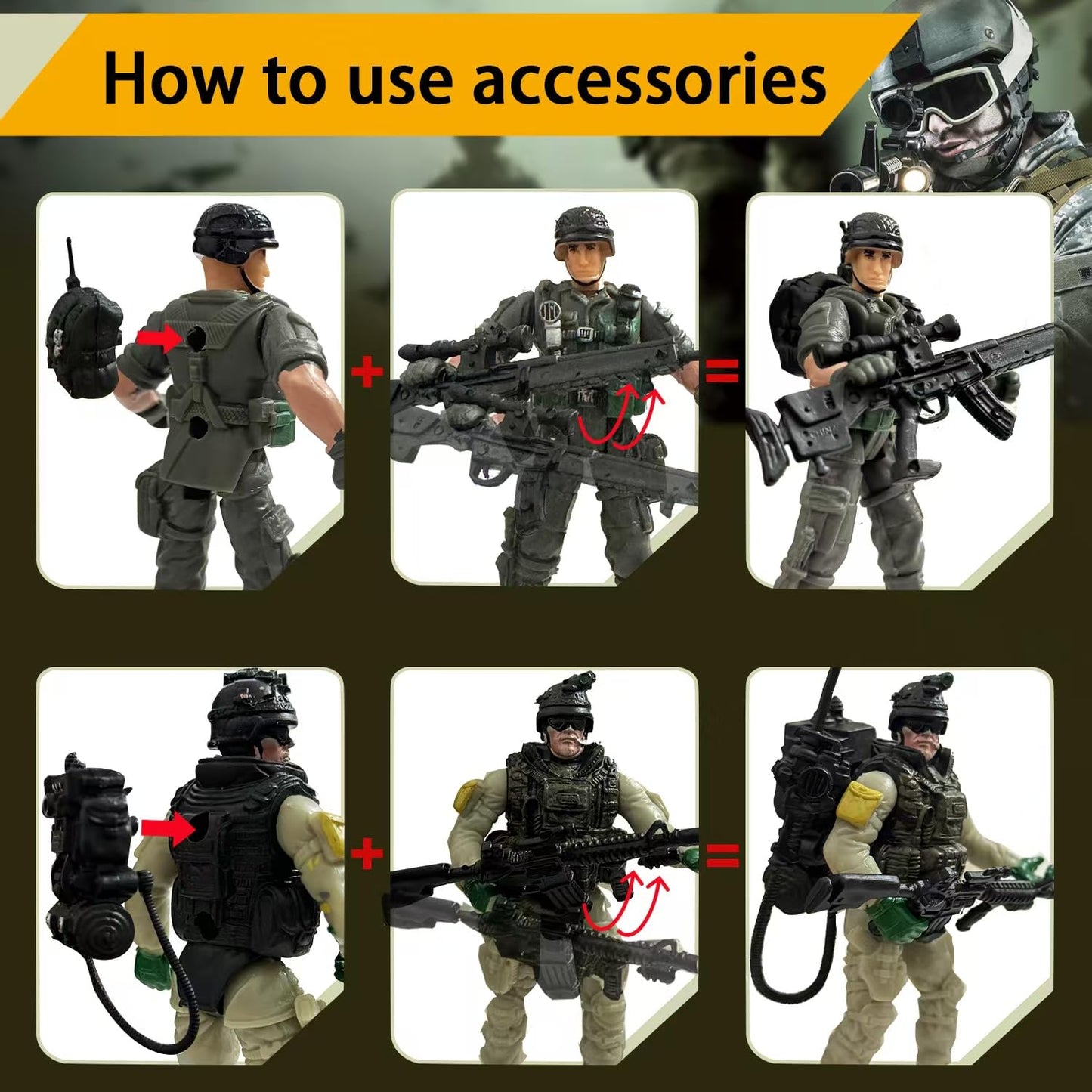 Baimiby Army Men Action Figure  Soldiers Toys for Boy Age 4-7 Set  Military Playset with Military  Accessories US Army Men Toy Set and SWAT Team Toy Soldiers for Toddler Boy