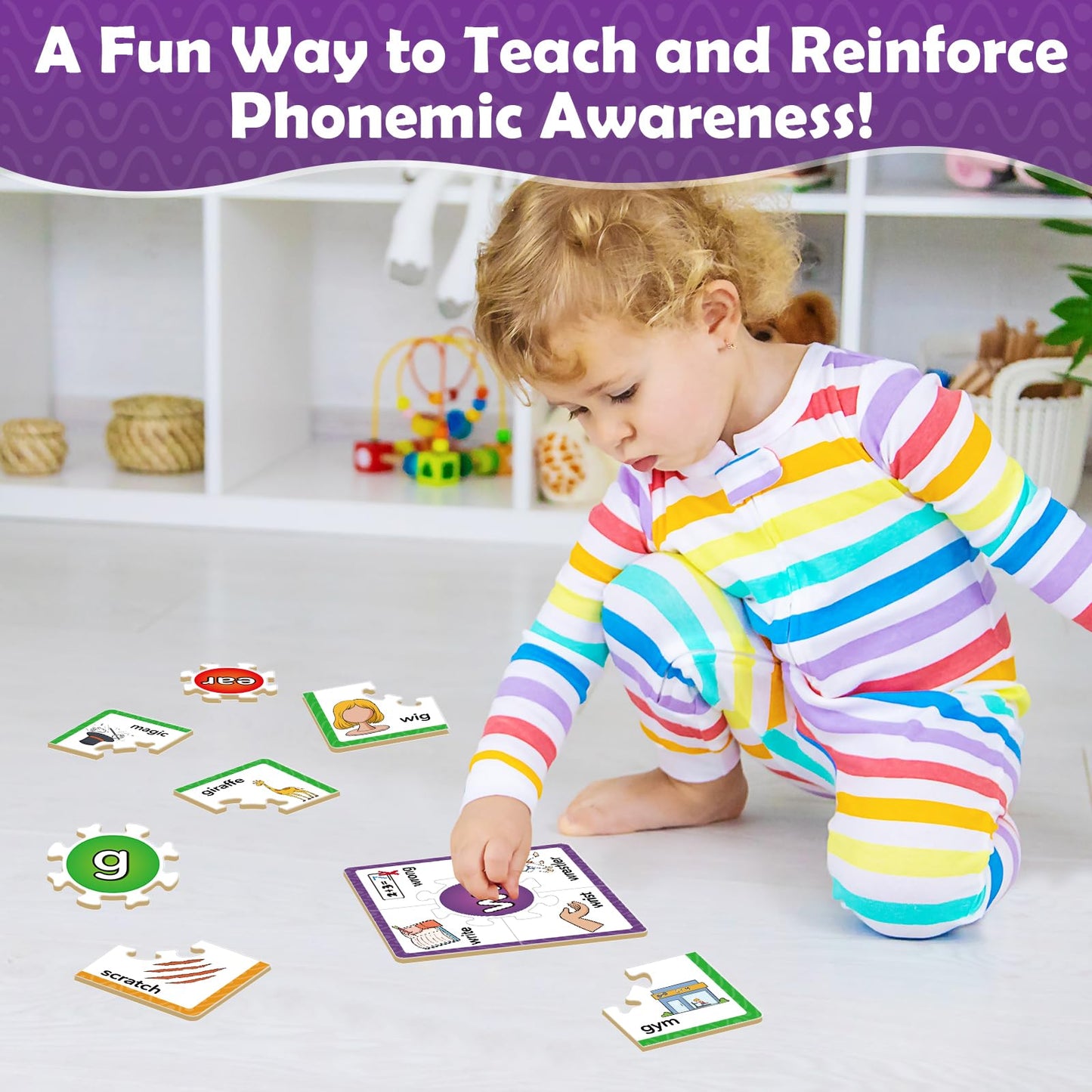 Torlam Phonics Puzzle, Rhyming Games Phonics Games Flash Cards For Kids Toddler, Learn To Read Spelling Reading Sight Words, Trigraphs Site Words For Preschool Kindergarten Homeschool Supplies