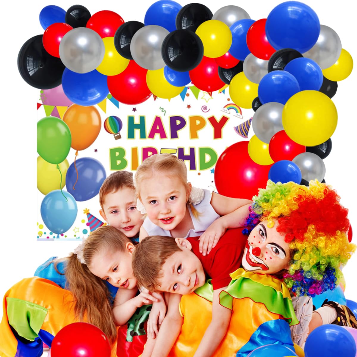 Red Yellow Blue Black Silver Balloon Garland Arch Kit, 127Pcs Red Black Royal Blue Yellow Metallic Silver Balloons For Boys Brit