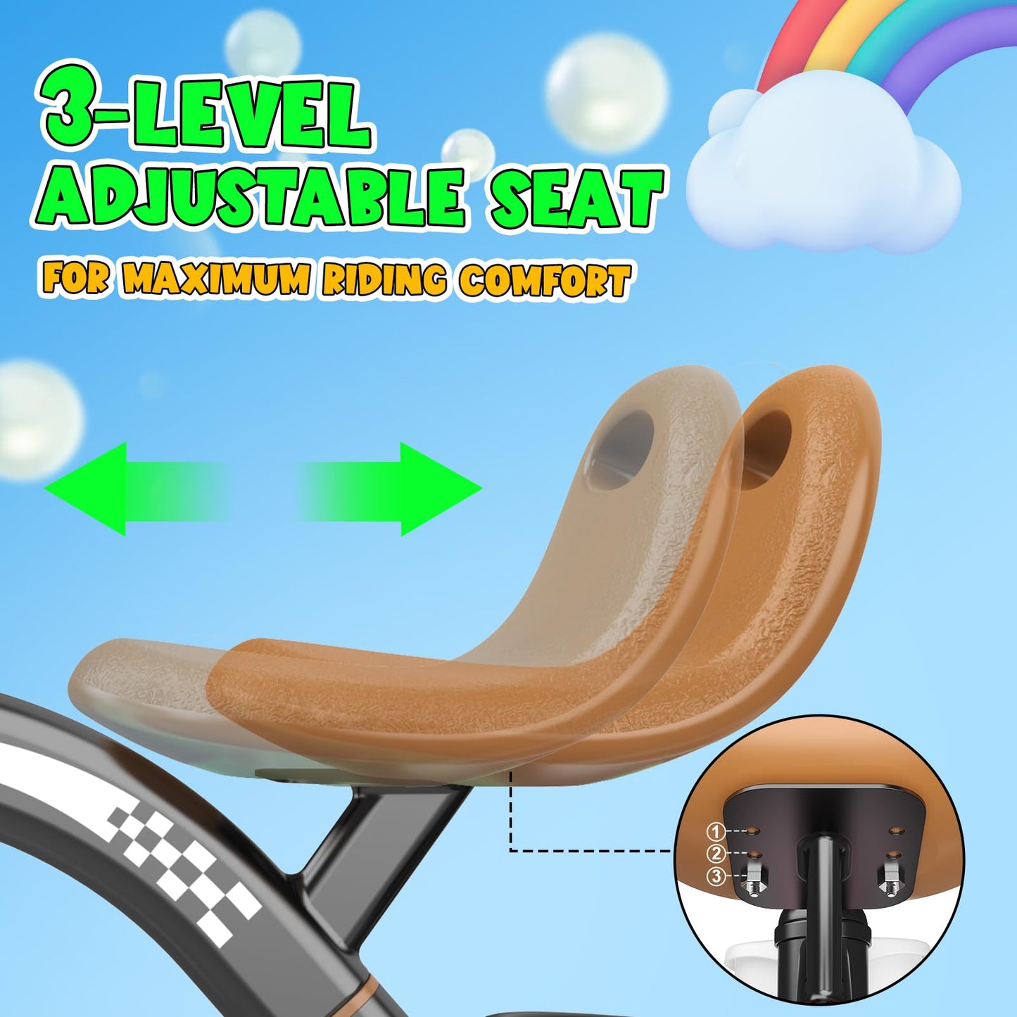 Toddler Tricycle For 1-3 3-5 Year Olds, Colorful Lighting Toddler Bike Baby, Toys For Ages 2-4 Boys, 3-Level Adjustable Seat, 2