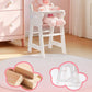 Robud Baby Doll High Chair, Pretend Play High Chair With Seat Belt, White Wooden Baby Doll Accessories With Movable Tabletop, Fi