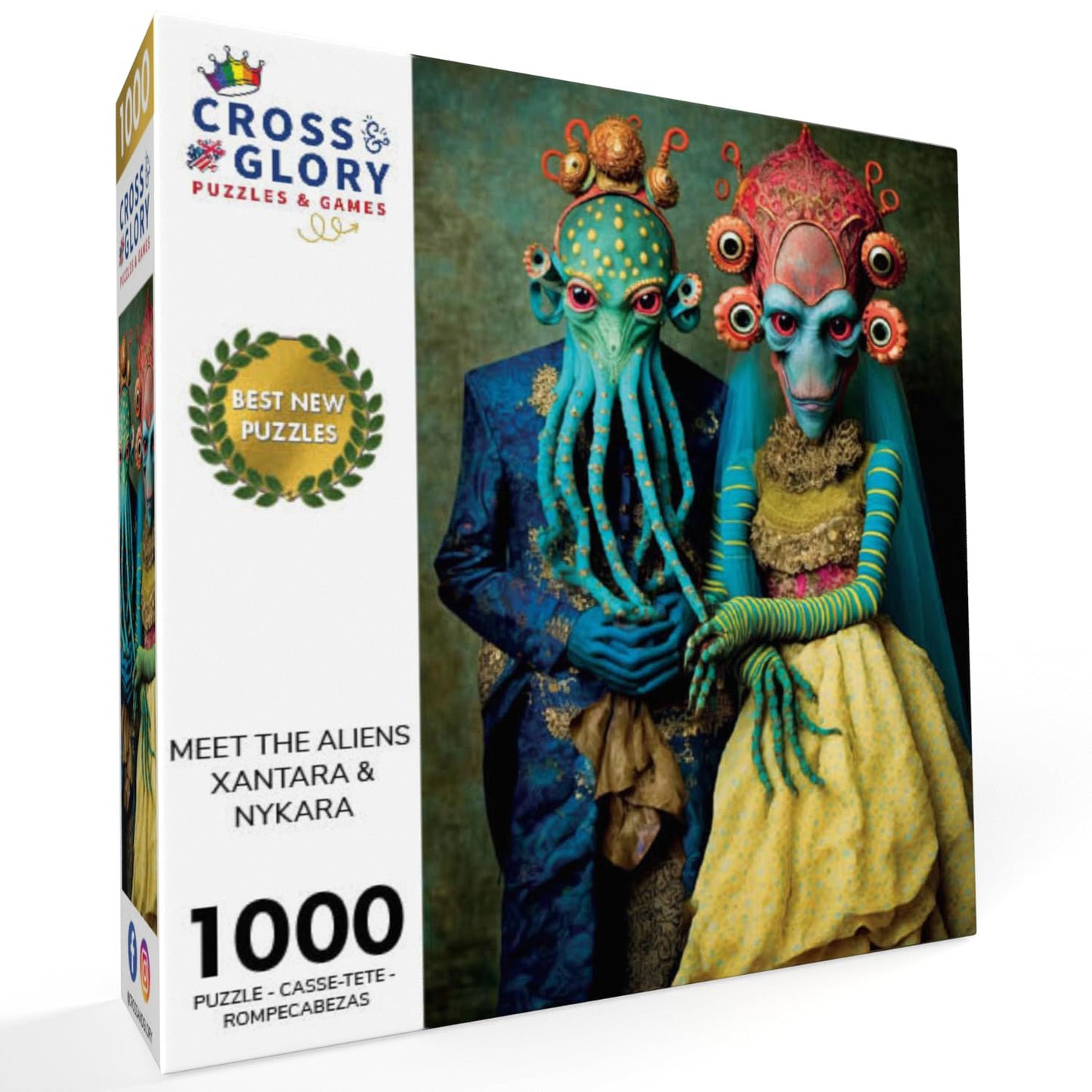 Cross & Glory 1000 Piece Jigsaw Puzzle - Xantara & Nykara - Large Satin Finish Cardboard