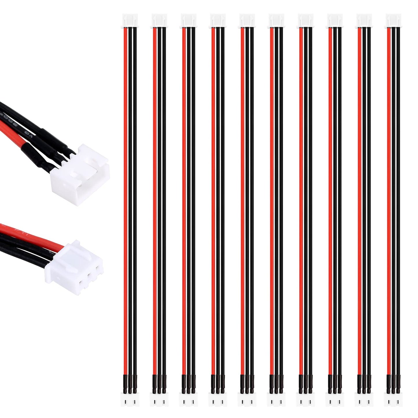 Injora Jst-Xh 10 Pcs 2S Balance Lead Extension, 200 Mm 22 Awg Silicone Wire, Rc Model Car Drone Boat Helicopter