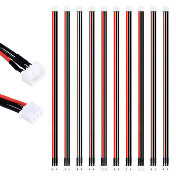 Injora Jst-Xh 10 Pcs 2S Balance Lead Extension, 200 Mm 22 Awg Silicone Wire, Rc Model Car Drone Boat Helicopter