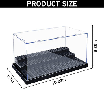2 Pack Acrylic Display Box Storage, Clear Mini Figure Display Shelves With 3 Movable Steps, Black